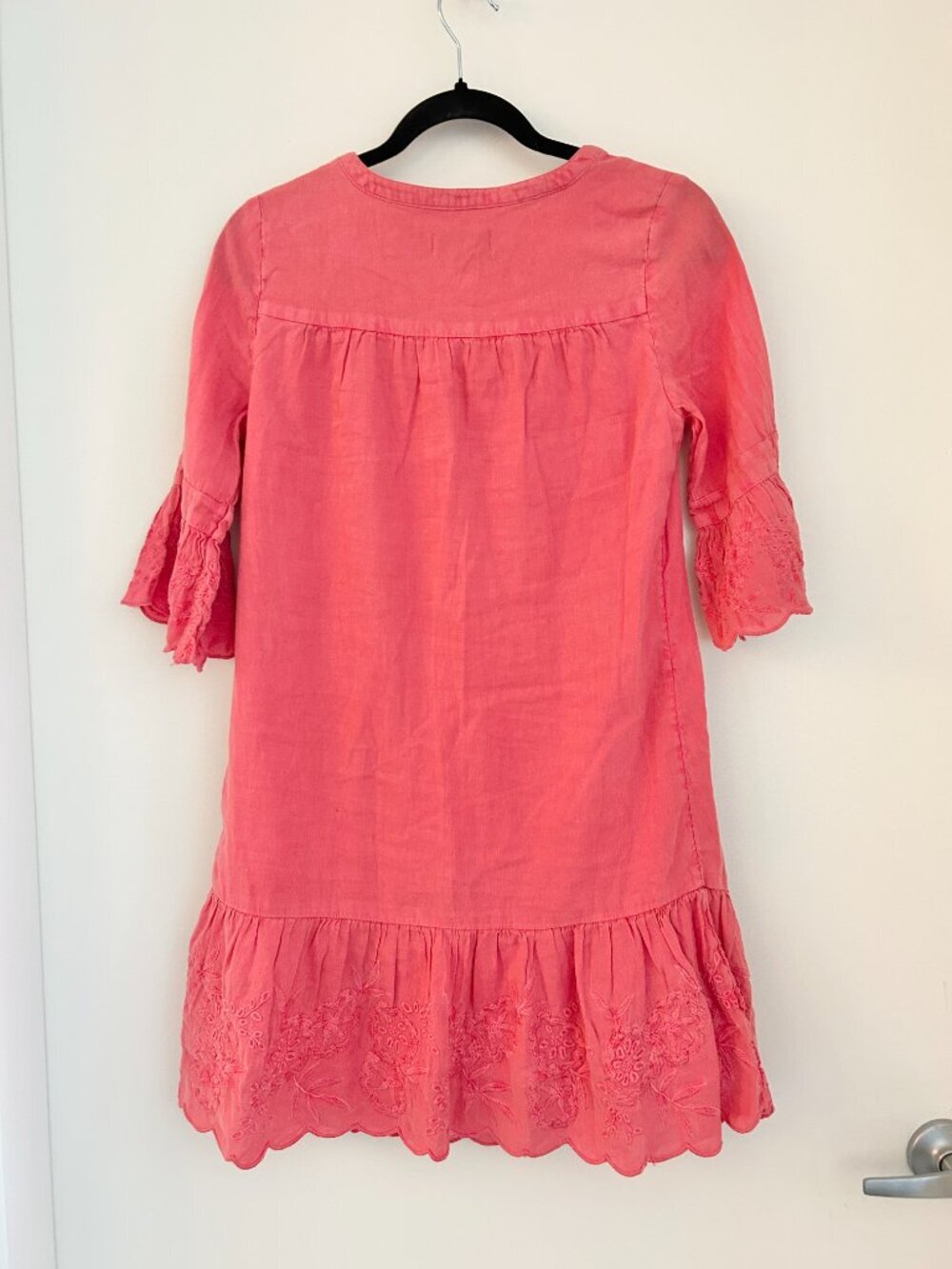 Vineyard Vines Linen Flutter Sleeve Scallop Embroidered Dress in Pink Size 0 - Picture 7 of 7